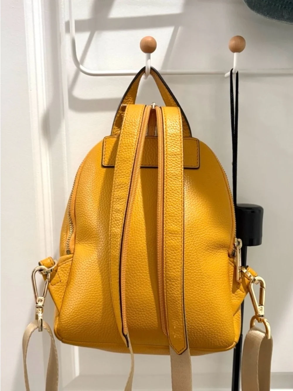 Michael Kors Mustard Yellow Pebbled Leather Mini Backpack